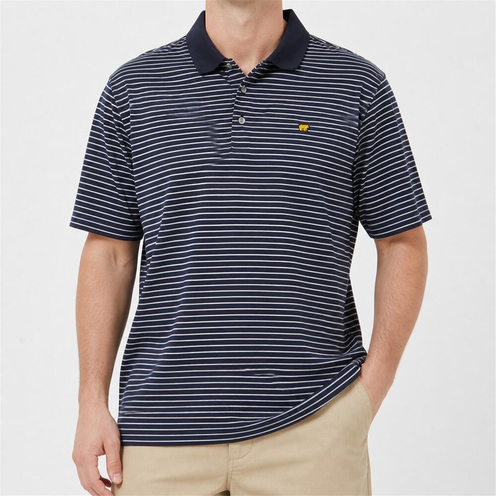 Jack Nicklaus Polo Shirt Mens XL Navy Blue White Striped Golf Performance Bear